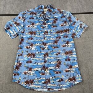 Kennington Multicolor Island Hawaiian Theme Short Sleeve Button Shirt Sz M